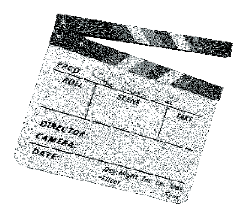 A glitched out monochrome image of a clapboard